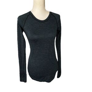 Lululemon Swiftly Tech Long Sleeve Crew Dark Maritime Stripe Size 4
